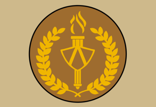 displays the enamel pin students earn when completing the honors laureate