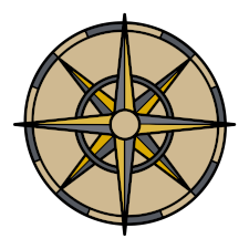 an illustration of a compass rose resembling the pin awarded to students