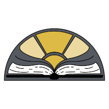 an illustration of an open book resembling the pin awarded to students